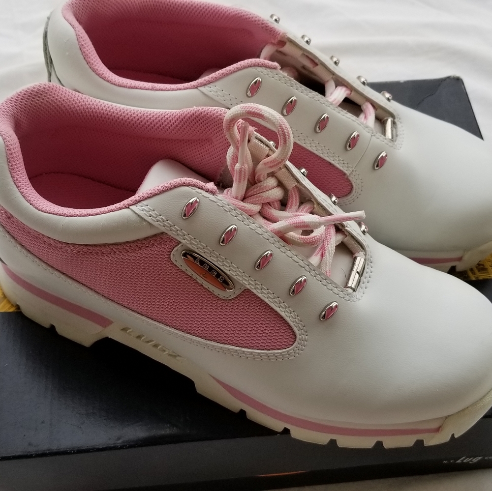 Lugz White/Pink Leather Style Badger Boots Size 9 - Picture 3 of 8
